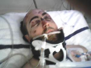 James in hospital bed